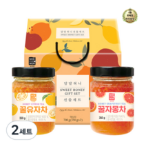 라이브잇 녹차원 달달 허니 차 선물세트, 4세트, 꿀유자차 350g + 꿀자몽차 350g + 선물박스