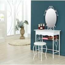 미래철재가구 철재화장대 4종세트, 03 선반형 화이트 타원
