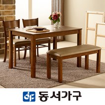 동서가구 카카오 원목 4인 벤치형 식탁 테이블 / 의자 2EA+벤치의자 1EA 세트 DF632624, 4인용