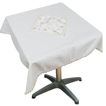 지비유 정사각 식탁보, 아이보리 금색자수