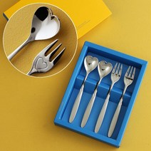 인스푼 티스푼포크 돌 결혼답례품, 엔젤하트 4P (포크2+티스푼2), 인쇄함 / 포장 (보라도트)