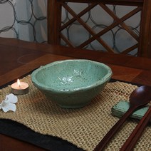 (수작업)청아한 분청 돌 대접, 그린