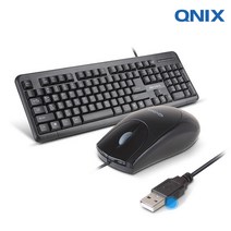 QNIX USB키보드 USB마우스 2종세트 2000SU 마우스/키보드/타블렛>>키보드 마우스세트>>유선 키보드 마우스세트, QMK-2000SU, 블랙