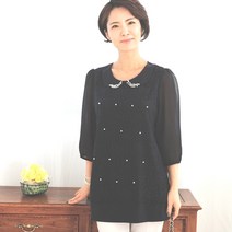 서울물산 레이스넥 진주 빅사이즈 7부 블라우스 BR40122