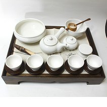 이천도자기 토비 백자 균열 5인다기 성인용 예절세트 차/다기 세트, 세트