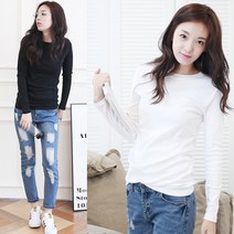 봉시스터즈 여성용 무지롱R 긴팔티셔츠