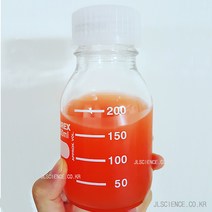 [JLS] 메디아병 샘플병 쥬스병 유리바틀 눈금유리병 실험도구, 12-주황캡 투명1000ml 1개