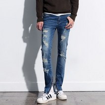 지기젠 남성용 스판 청바지 밑단 지퍼 진