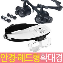 안경 헤드형확대경/루페 돋보기 현미경/렌즈교체가능/독서 정밀작업 효도상품 관찰 실험, 선택9)대형 스프링핸들 돋보기, 1개