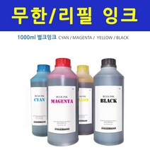 HP 오피스젯 7110 와일드 포맷 e프린터 + 1200ml 무한잉크, 호환잉크1000ml-빨강