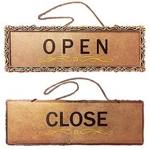 네오아트텍 도어사인 오픈클로즈 open close 금속표지판 양면걸이 사인, 금색, 1개