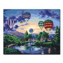 DIY캔버스페인팅 명화그리기 유화 그림 세트 액자, L27_열기구여행