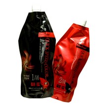 본코스메틱 퍼펙트퓨전 오징어먹물 5분 퀵스피드 컬라크림 염색약 1제 450ml + 2제 450ml, 흑색, 1세트