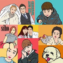 캐리커쳐마키 팝아트 주문제작, 4인 팝아트 제작