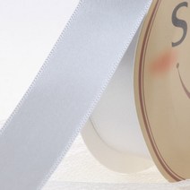 [스마일리본]고밀도 국산 공단리본 50mm (45미터 통롤), 은색, 45m