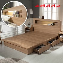 라자가구 베스트 LED조명침대 크림슨 아이크 + 채움H 독립매트리스 슈퍼싱글침대 퀸침대, 02.크림슨LED 서랍형침대 퀸Q_내추럴, 01.프레임(매트리스별도구매)