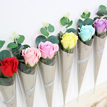 핸드메이드아임 비누장미 한송이 꼬깔, 옐로우