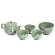 운학손 물레 청자3인다기세트