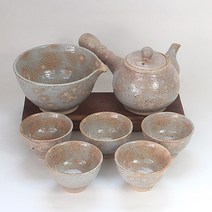 토비 분청 모미지 5인 다기 세트