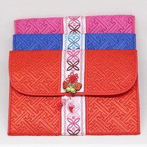 자수띠 지퍼 통장지갑