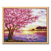 아트홀릭 보석십자수 43x54cm 풍경 십자수 DIY 비즈 액자, D626_석양에 물든 호수, 1개