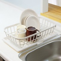 * 화이트 간이 식기 건조대 자동 물빠짐