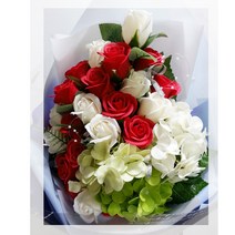 갤럭시쇼핑 달콤한너에게비누장미꽃30송이꽃다발, 레드+화이크+그린+연그린