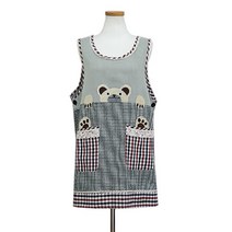 이솔홈 누빔 기모 조끼 원피스 앞치마, 13_체크곰돌이그린