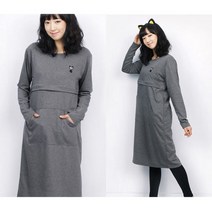 고양이수수유원피스 수유복 면 지퍼 외출 모유수유