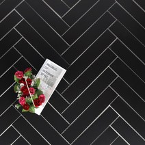 타일 헤링본타일 모자이크타일 직사각타일 8종, 헤링본포세린컷팅/블랙 1박스(27장)