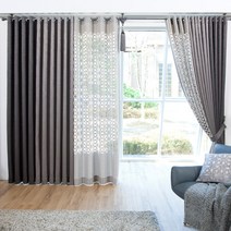 지나송 루비온 아일렛 암막커튼(440x230)+고주파커튼(봉 끈 후사고리)