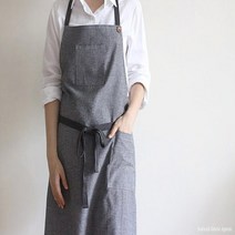 강남콩 앞치마 시원한 면 얇은 남녀공용앞치마 여름 유니크 포켓 시원한소재, 차콜, 1개