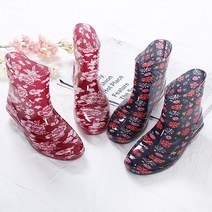 포브 여성 장화 레인부츠 여우화 주방화 플라워숏