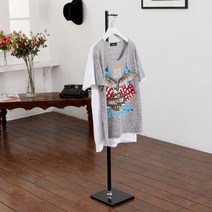 자체브랜드 심플 원라인 사다리폴 스탠드행거, 블랙