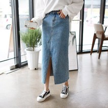 갠소 앞트임롱데님스커트
