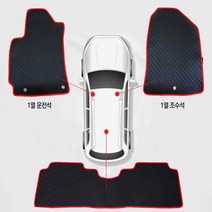 가온 SM3 풀세트 카매트 발판, 티코(5P), 빨강테두리