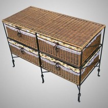 라탄 2*2단 워쉬 서랍장 / 수납장 수납함 와이드 체스트 tv 가구 거실 고급 다이 대형 등가구 리빙 바구니 보관함 수납 엔틱 옷장 정리함 콘솔 패브릭 안방 4칸 수입가구 팬트리