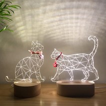 고양이 댕냥이 탁상 취침등 입체 감성 무드등 리모컨 포함, 그루밍고양이(대)-리모컨