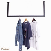 코코디피 옷가게용 주문제작 천장 벽면 부착 파이프 행거 천정 고정 헹거 옷걸이 봉, 25각 + 가로 120cm와 폭 40cm + 검정색, 1개