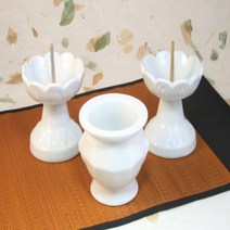 백자촛대향로세트 (단 소 3P) / 촛대 향꽂이 제사 제기 요가 명상시 사용
