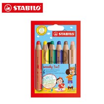 [신학기용품] 스타빌로 우디 3IN1 색연필 6색세트 [W24B8E8]