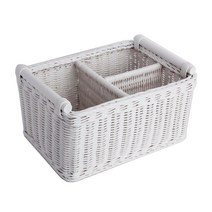 GANAHOME 화이트 라탄 3칸 정리함 트레이 바구니 인테리어소품 탕비실 정리