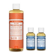 닥터브로너스 캐스틸 솝 티트리 475ml 1개 + 페퍼민트 60ml 2개, 1세트, 595ml