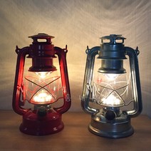 빈티지 LED 밝기조절 캠핑랜턴 + 건전지증정, 레드(대형25cm)-노란빛