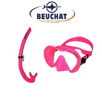 부샤 프리다이빙 마스크 스노클 세트, 마스크색상-맥럭스S 핑크