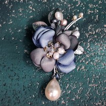 초코젬 코사지플라워진주브로치C 진주브로치 핸드메이드 비즈 로맨틱 정장 선물용