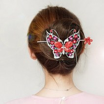 바이진주리본 나비체인업스타일 비녀핀 머리꽂이 한복장식