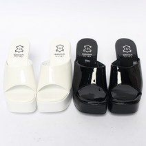한복힐 여성 높은굽 슬리퍼 10cm 블랙/화이트