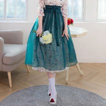 더연주 진청녹색 노방 덧치마 55~100사이즈 생활한복