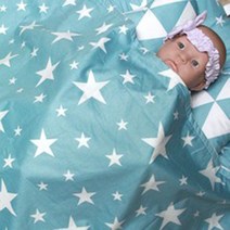 (핸드메이드) 뽀송뽀송 유아사계절이불 아기블랭킷 북유럽 블루스타, 안감:퀼팅디아마루면 & 타입:워머형블랭킷형